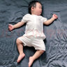 优奇婴儿衣服夏季套装宝宝夏装短袖儿童夏装分体两件半袖套装空调睡衣 【短袖】奶白 100cm 实拍图