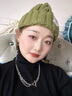 慕衣宾士帽子冬季女韩版显脸小毛线帽女大头围显白针织帽女潮牌保暖冷帽 绿色 实拍图