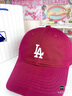 MLB男女情侣帽子 时尚小标软顶鸭舌帽CP77系列棒球帽运动休闲遮阳帽 洛杉矶道奇队/酒红色 F 实拍图