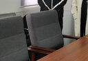 众琛 会议椅子实木办公椅麻将椅子会客椅布艺家用靠背椅棋牌室电脑椅 灰色细麻布 90-120度(含) 固定扶手 升级款 实拍图