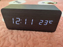 凯然（KAIRAN）闹钟充电LED夜光学生多功能木头床头钟 儿童闹铃背光闹钟时钟 USB充电【黑木白字010】 实拍图
