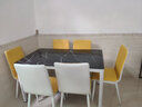 栢罗 餐桌椅组合北欧大理石纹钢化玻璃餐桌椅组合饭店饭桌家用小户型 黑玻璃+A款6黄色椅 130cm 130*80*75cm(高) 实拍图