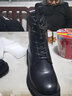 达芙妮马丁靴女冬季加绒加厚高跟粗跟英伦风纯色中跟女靴子女短靴女鞋 黑色（跟高6CM）422104596 35 实拍图
