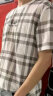 UBV高端轻薄棉亚麻冰丝短袖T恤男士2024春夏季新款格子速干打底衫潮 杏色 XL（建议125-140斤） 晒单实拍图