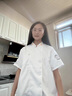 凡黛克餐饮厨师工作服男短袖套装夏季薄款酒店饭店食堂后厨服装定制长袖 麦穗短袖白色 170/L 实拍图