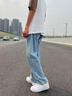 GENIOLAMODE牛仔裤男日常休闲个性男士长裤宽松直筒垂坠牛仔裤 实拍图