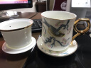 金岚玉唐山骨瓷指环金把手茶漏杯烫金杯茶杯带盖带茶隔包金工艺马克杯 金雀之喜-茶漏杯1个 实拍图