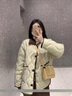 棉致菱格翻领撞色加厚棉服女冬季新款棉衣外套羽棉袄绒服小个子面包服 803米白色【高品质35】 L 125-150斤 实拍图