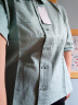 衣典零一（LEDIALYI）2024夏季女装新款休闲洋气中年短袖棉麻衬衫女夏天短款薄衬衣上衣 绿色 XL（推荐125-135斤） 实拍图