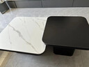 硕凡意式高级轻奢岩板正方形现代小户型茶几家用客厅黑色极简简约组合 鱼肚白岩板【80+60】cm 实拍图