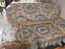 宝跃欧式沙发垫套装坐垫子四季通用防滑美式沙发罩巾全盖开口后靠背巾 芬尼迪/蓝色 坐垫90*75含20下垂 实拍图