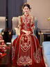泰勒马丁丝绒秀禾服新娘婚纱2024新款中式婚服结婚敬酒礼服古装嫁衣婚服 23703丝绒款（仅女装） M 实拍图
