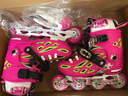 乐秀轮滑鞋儿童溜冰鞋套装男女童滑轮冰鞋初学者教学用可调旱冰鞋 粉M 实拍图