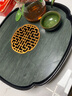 陶尚吟陶瓷天然石材茶台储排水两用式现代简约家用办公小茶盘功夫茶具 莲花木纹石观窗金 实拍图