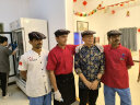 厨师帽男帽子服务员贝雷帽女厨房餐厅黑色工作帽透气 黑色红白条纹透气网 晒单实拍图