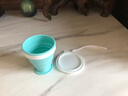 旅行硅胶折叠杯子可装开水带盖密封水杯伸缩式漱口杯牙刷杯儿童便携饮水杯出差运动户外旅游用品 中杯粉蓝色(250ml带扣环) 实拍图