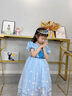 蓓然美（BeiRanMay）爱莎公主裙2025艾莎裙子圣诞儿童演出服生日礼物洋气泡泡袖网纱裙 蓝色公主裙 110 （建议身高95-104CM) 实拍图
