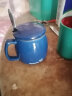 贝瑟斯办公室喝水杯子咖啡杯套装陶瓷茶杯马克杯带盖带勺早餐杯蓝色 实拍图