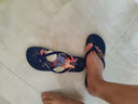 黑玛（Hotmarzz）人字拖女防滑防臭2024印花情侣款拖鞋女士夏季防滑夹脚沙滩拖鞋 0764-深蓝色 40 (259mm) 实拍图