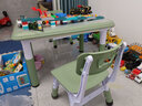 希伯熊 儿童桌子幼儿园套装塑料小桌椅宝宝学习吃饭孩子书桌游戏升降 80*60墨绿升降带加固一桌二椅 实拍图