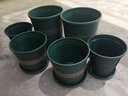 绿植花盆新款加厚加仑盆 植物花盆 欧式阳台花盆盆栽圆形绿萝 2号军绿灰口径21cm【含托】 特大 实拍图