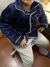噜噜牛儿童睡衣男童冬季加厚三层夹棉男孩小孩宝宝中大童家居服 深蓝色-87040 165 (22码建议身高155-160) 实拍图