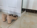 COMELY康莉小香风单鞋女春夏季新款拼接羊皮法式粗跟通勤百搭高跟鞋鞋子 粉杏色（跟高6CM) 38 实拍图