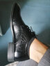 奥尔彼皮鞋男士鳄鱼纹英伦尖头内增高韩版潮流时尚百搭商务休闲正装皮鞋 黑色 41 实拍图