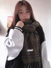 慕琼（MUQIONG）复古绿色格子围巾女士个性百搭秋冬季美式感保暖披肩围脖韩系 绿色 实拍图