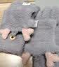 原谅色半指手套女士冬季可爱加绒加厚保暖翻盖学生写字办公针织毛线手套 灰色 实拍图