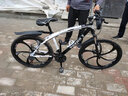 美昱 山地自行车男女成人变速单车青少年学生公路越野赛车城市通勤车 弯梁黑白六刀一体轮 26寸24速 实拍图