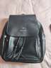 袋鼠卡拉大容量品牌中年女士双肩包真皮牛皮出差旅行背包软皮包包轻便防水 黑色【礼盒+手包+卡包】 实拍图