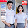 雀后雀后白衬衫女短袖夏季薄款职业工装气质正装工作服方领衬衣女XL 实拍图