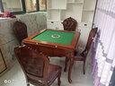 友和乐实木餐桌麻将机全自动折叠餐桌两用欧式多功能圆桌方桌机麻 欧式折叠柚木色/五件套皮椅 实拍图