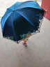 天堂伞防晒防紫外线UPF50+三折叠蕾丝晴雨伞二用遮阳伞太阳伞女士雨伞 新款黑胶刺绣 紫色 实拍图