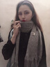 莱维森 围巾女长款披肩秋冬季学生情侣仿羊绒流苏保暖拼色围脖节日礼盒 双色贴标灰+绿 普通装 实拍图