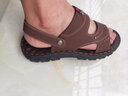 花花公子沙滩鞋牛皮男士凉鞋真皮夏季凉拖两用夏天防滑凉鞋透气大码可泡水 835棕色 40 实拍图