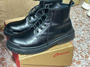 井迈【牛皮】真皮马丁靴男高帮皮鞋英伦中帮男士工装秋冬款黑色皮靴潮 黑色6孔中帮系带【四季款】 44 标准码 实拍图