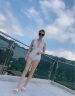柯帛（KEBO）泳衣女网红赫本风温泉度假复古ins白色连体小胸欧美绑带泳装 白色 L 实拍图