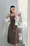 妍莉芬（yanlifen）裙子女夏季2023年新款秋装包臀连衣裙沙滩海边茶歇法式吊带裙子 咖啡色吊带裙+杏色防晒衫 S 实拍图
