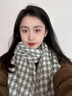 浩冠 围巾女秋冬季保暖针织学生围脖披肩韩版毛线流苏撞色千鸟格围巾 千鸟格灰色 实拍图