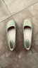 沙驰【脚瘦定制】奶奶鞋2024春夏新款芒果头芭蕾舞瓢鞋舒适平底鞋单鞋 灰绿色（K255005A129） 38 晒单实拍图
