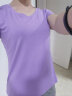 艾路丝婷新款短袖T恤女V领上衣纯色打底体恤TX3560 紫色 M 实拍图