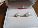 滴水成珠南珠世家正圆淡水珍珠耳钉925银耳饰银芯硅胶耳堵情人节礼物 10-11mm白色珍珠+925银耳钉 实拍图
