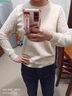 红蜻蜓t恤女长袖蕾丝拼接针织衫女2025年秋冬季新款女装毛衣女士打底衫 米杏色长袖 均码 （适合80-140） 实拍图