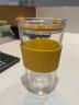 乐唯诗（NERVISHI）玻璃杯高颜值水杯透明玻璃牛奶杯带把ins风奶茶杯早餐杯茶杯 透明黄圈吸管杯【1只】 实拍图