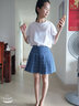 半身裙女短裙春夏秋冬季高腰格子百褶裙女士A字学生裙子学院风裙子 蓝色格 S 实拍图