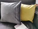 米乐轻奢刺绣抱枕沙发靠垫客厅靠枕套纯色天鹅绒办公室汽车腰枕 姜黄色（方框刺绣） 45*45cm抱枕套+枕芯 实拍图