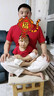 BINYUXD男士短袖T恤新款夏季纯色纯棉体恤半袖潮流上衣服 红色 4XL ( 建议180-195斤) 实拍图