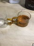 瓷牌茗 玻璃杯子耐热透明玻璃品茗杯小茶杯带把水杯功夫茶具主人杯耳杯小茶碗6个装 （金黄色）6个把杯 实拍图